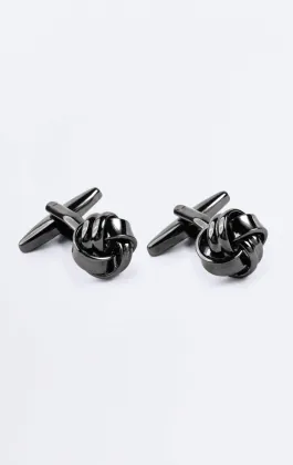 Gunmetal grijze knoop manchetknopen