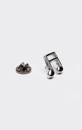Zilveren muzieknoot revers broche