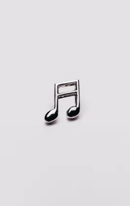 Zilveren muzieknoot revers broche