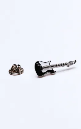 Zwart-witte gitaar revers broche