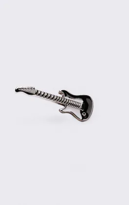 Zwart-witte gitaar revers broche