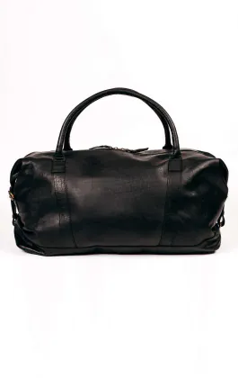 Zwart leren weekendtas