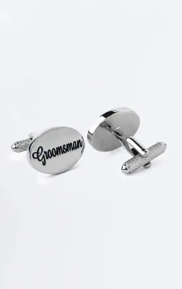 Zilverkleurige 'Groomsman' manchetknopen