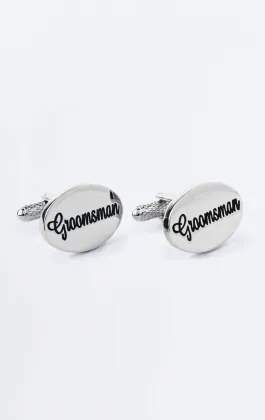 Zilverkleurige 'Groomsman' manchetknopen