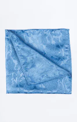 Middenblauwe blad jacquard pochet