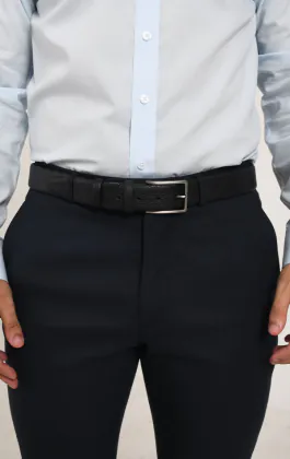 Zwart kiezel lederen riem