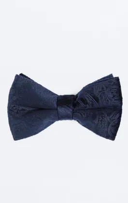 Navy paisley fluwelen strik