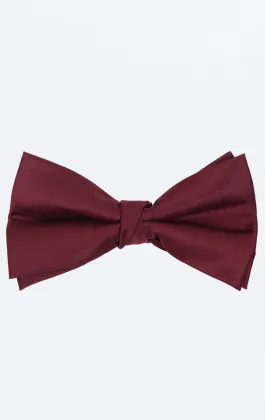 Groot bordeaux polyester strik, voorgestrikt