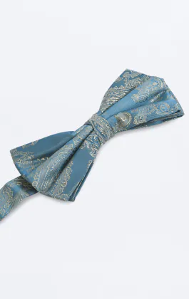 Duck egg blauw paisley strik