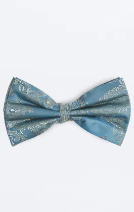 Duck egg blauw paisley strik