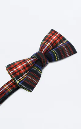 Navy tartan ruit strik, voorgestrikt