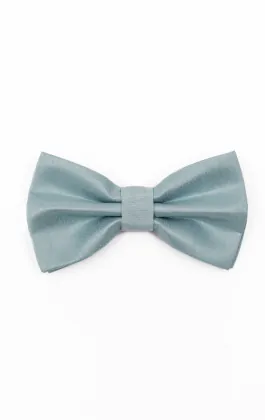 Strik in poederblauw, polyester dupion, voorgestrikt