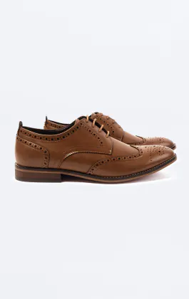 Tan derby brogue schoenen