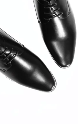 Zwarte effen derby schoenen
