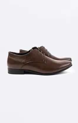 Donkerbruine effen derby schoenen