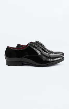 Zwart patent plain oxford toecap schoenen