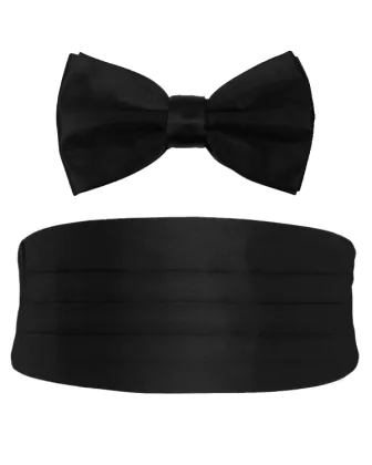 Zwarte cumberband & strik set