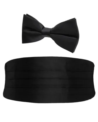 Zwarte cumberband & strik set