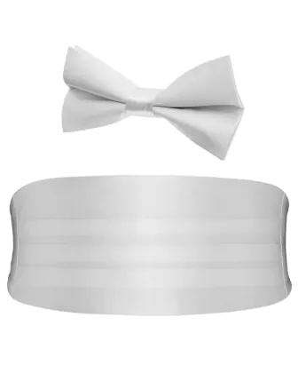 Witte cumberband & strik set