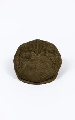 Olijfgroene corduroy newsboy cap