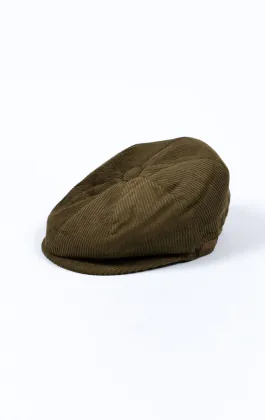 Olijfgroene corduroy newsboy cap