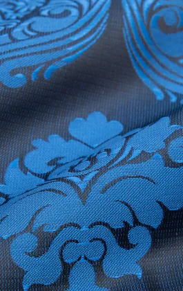 Blauw Jaquard Pochet met Victoriaans Patroon