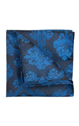 Blauw Jaquard Pochet met Victoriaans Patroon