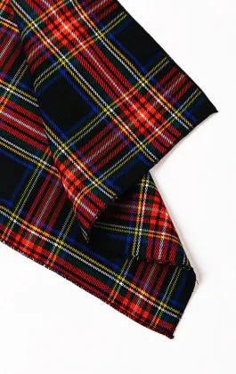 Navy tartan ruit pochet