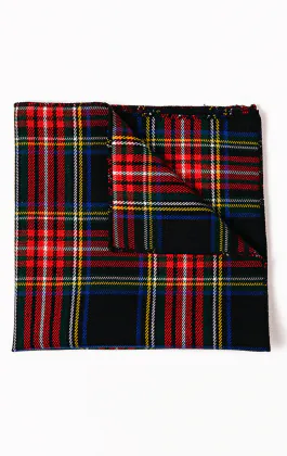 Navy tartan ruit pochet