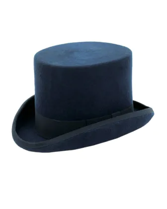 Navy 100% wollen klassieke hoge hoed