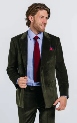 Groen corduroy double breasted colbert