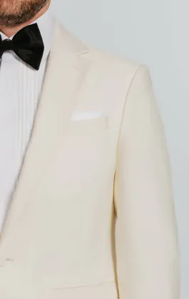 Witte smoking jas met revers kraag