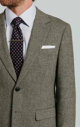 Sage groen visgraat tweed colbert