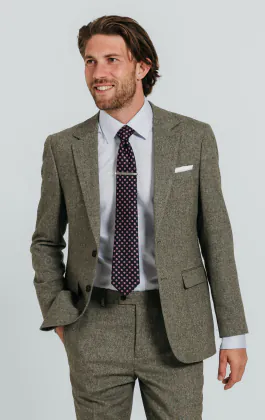 Sage groen visgraat tweed colbert