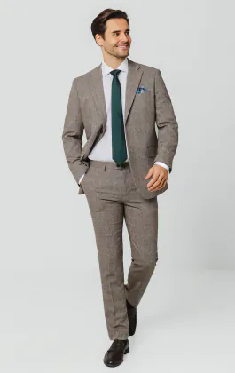 Bruin visgraat tweed colbert