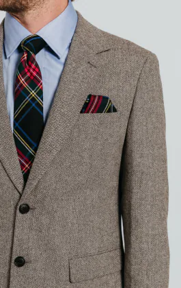 Bruin visgraat tweed colbert