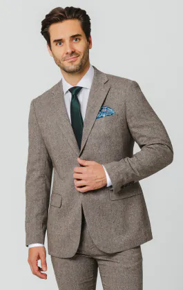 Bruin visgraat tweed colbert