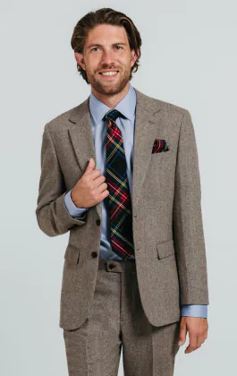 Bruin visgraat tweed colbert