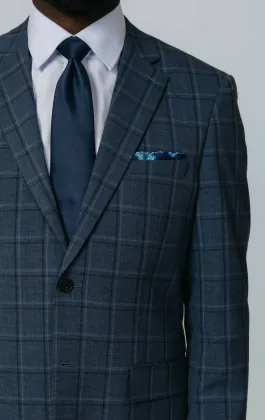 Blauw gewaagd geruit colbert