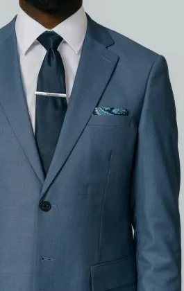 Blauw gemeleerd colbert