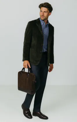 Groen corduroy colbert met opgezette zakken