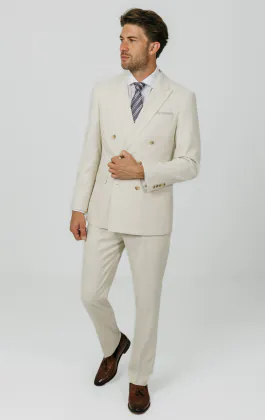 Winter wit twill colbert met double breasted en piek revers