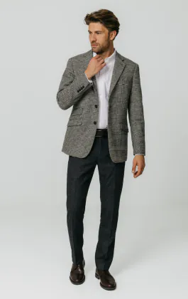 Zwart en crèmekleurig Prince of Wales geruite tweed jasje