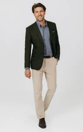 Groen visgraat tweed jasje