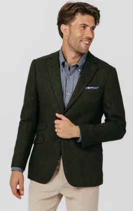 Groen visgraat tweed jasje