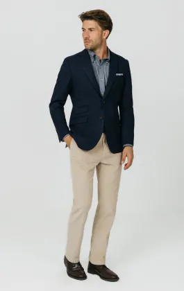 Marineblauw visgraat tweed jasje