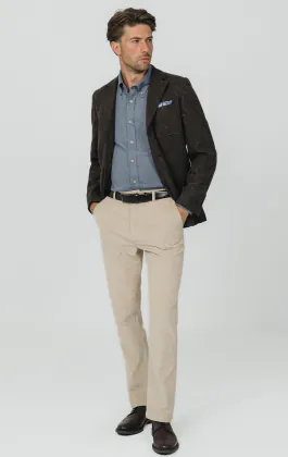 Bruin Prince of Wales geruite tweed jasje met opgezette zakken