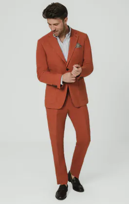 Gebrand oranje puur linnen colbert