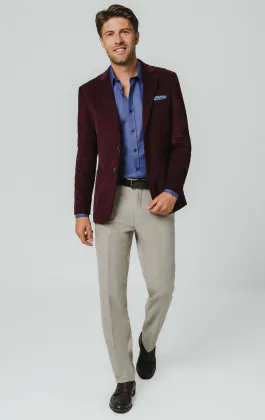 Bordeauxrood corduroy fijne rib colbert