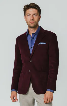 Bordeauxrood corduroy fijne rib colbert